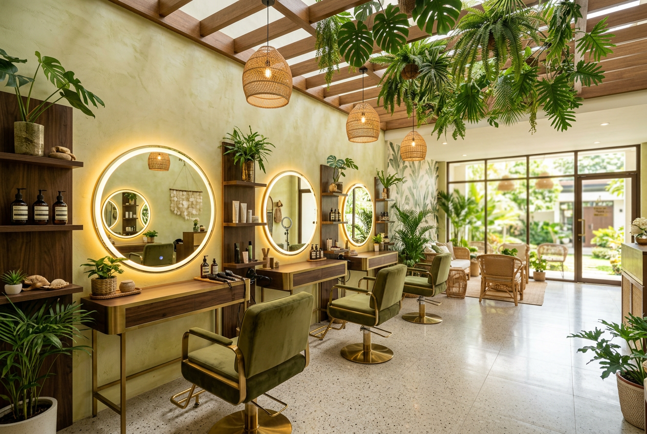 Interior of Charm Salon on Boni Avenue, Mandaluyong City — hair, makeup and nail stations