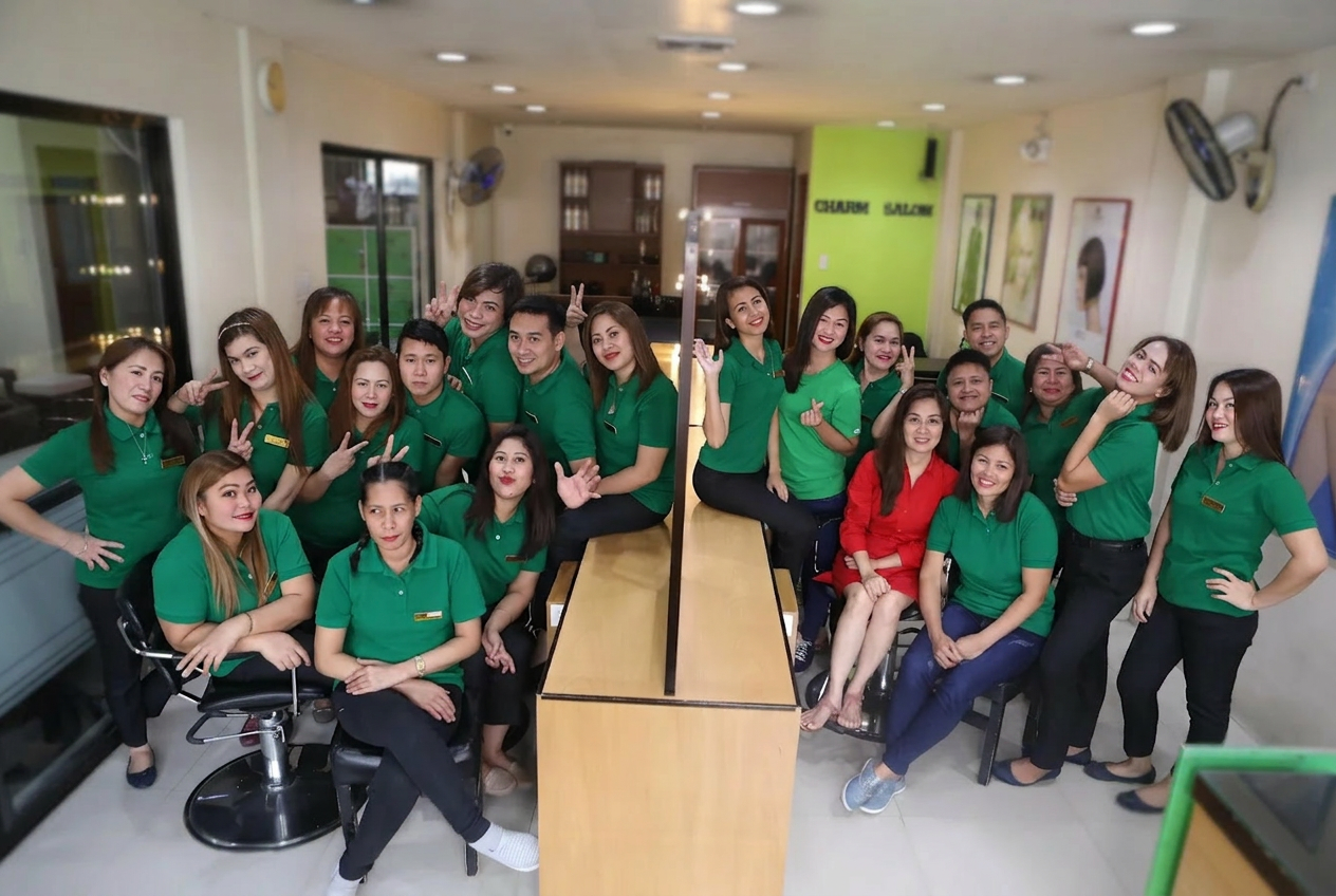 The Charm Salon team of stylists, makeup artists and nail specialists at the Boni Avenue branch in Mandaluyong